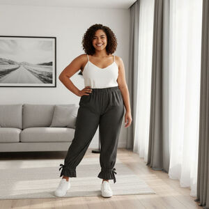 Whimsical Breeze Over Ankle & Cropped Pants M Black White Polka Dot Bow Details